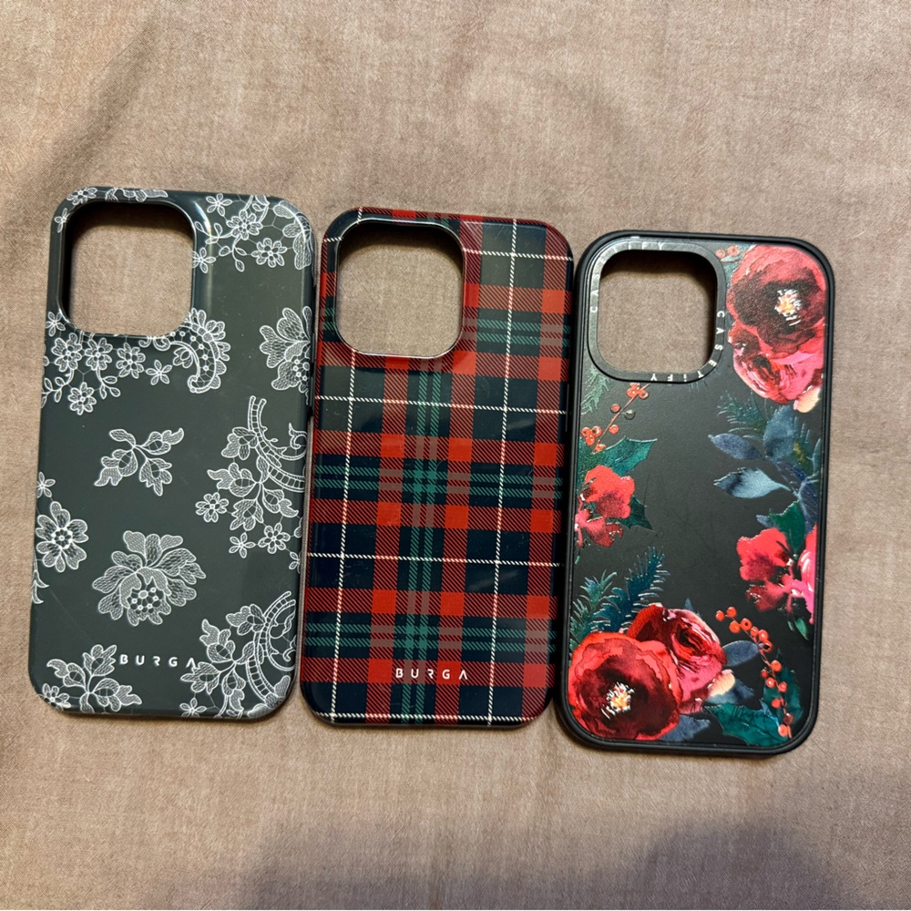 Casetify Floral and Plaid Phone Case Set - Black, Red, Gray